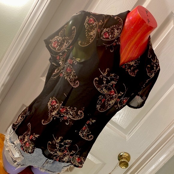 VINTAGE EMMA JAMES Petite paisley Filagree Floral Top - Picture 9 of 11